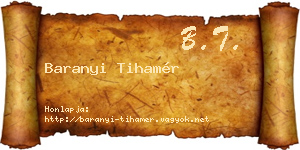 Baranyi Tihamér névjegykártya